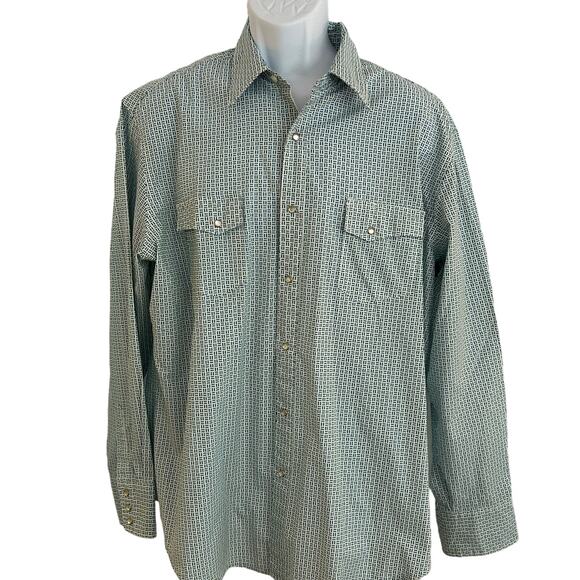 Wrangler Wrancher Pearl Button Western Shirt Cowboy Ranch Size L - Picture 1 of 12
